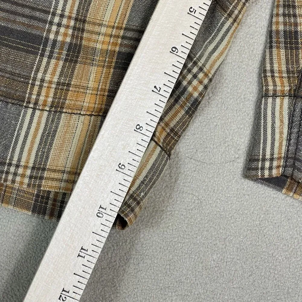 Tommy Bahama Relax Short Mens 35‎ Brown Plaid Linen Chino Preppy Adult